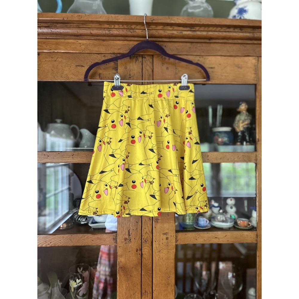 EUC Mighty Fine Halloween Costume Pokemon Pikachu knit lined skirt size small